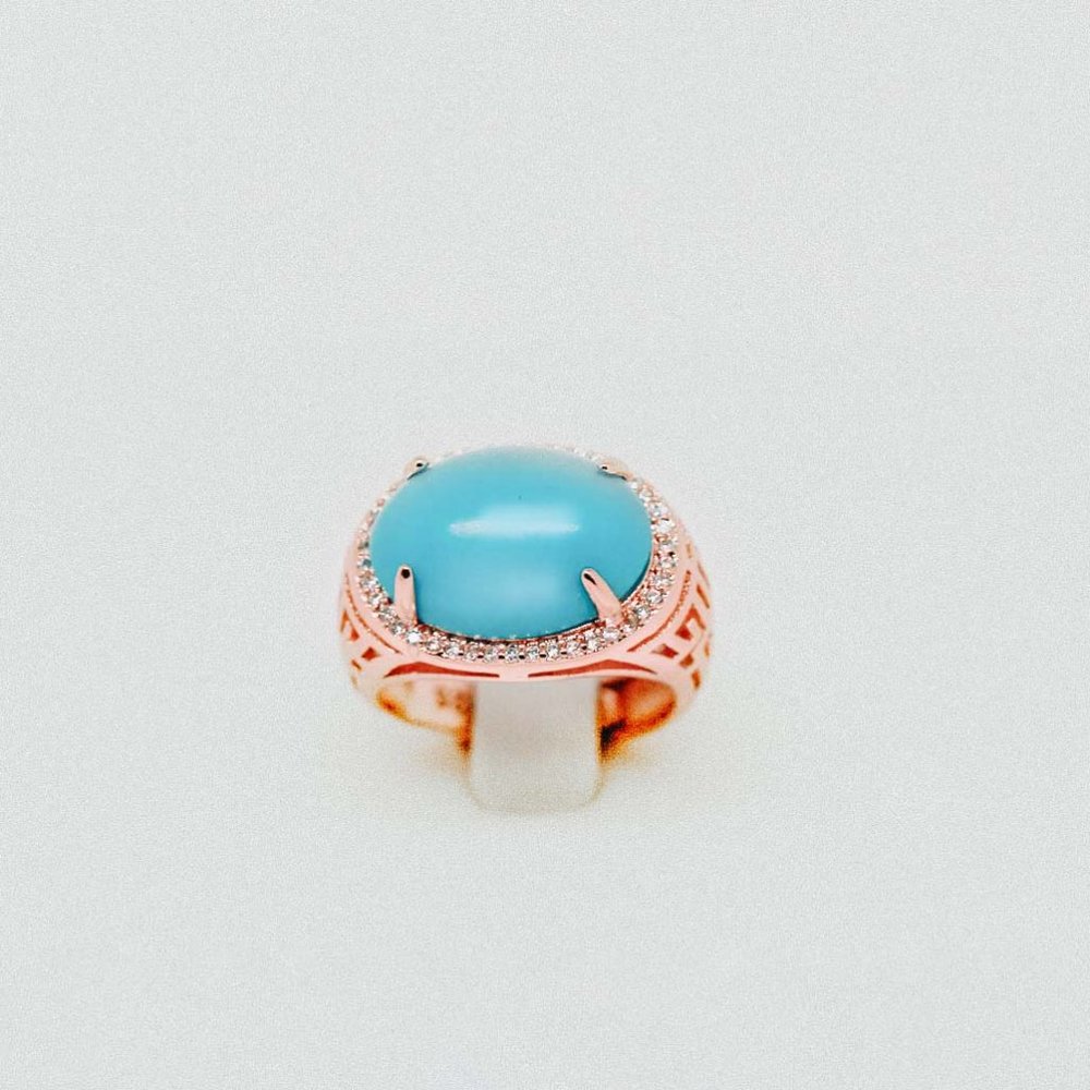 Genuine Vintage Turquoise Blue Stone Chunky Open Adjustable Crystal Ring